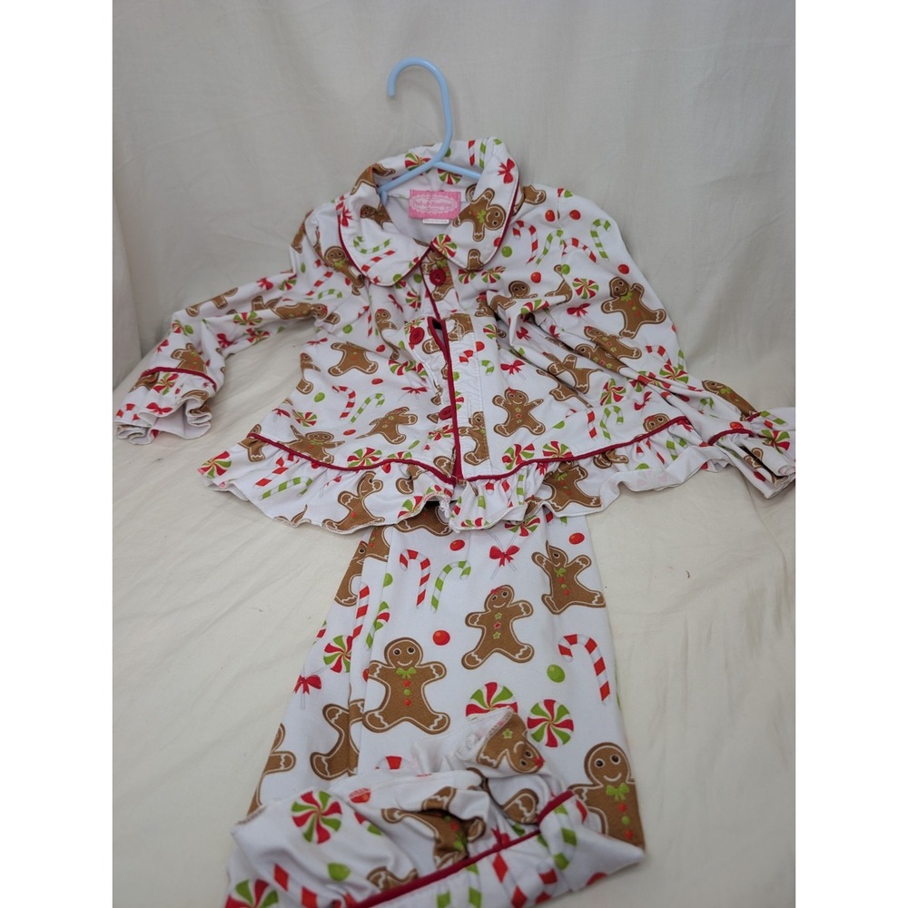 Peek-a-bootique 3t Girls Gingerbread Pajamas Pj's Christmas Ruffle